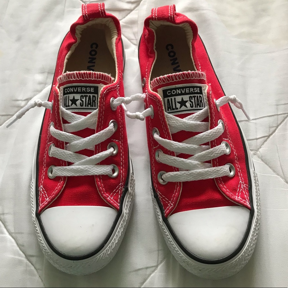 Converse red low tops